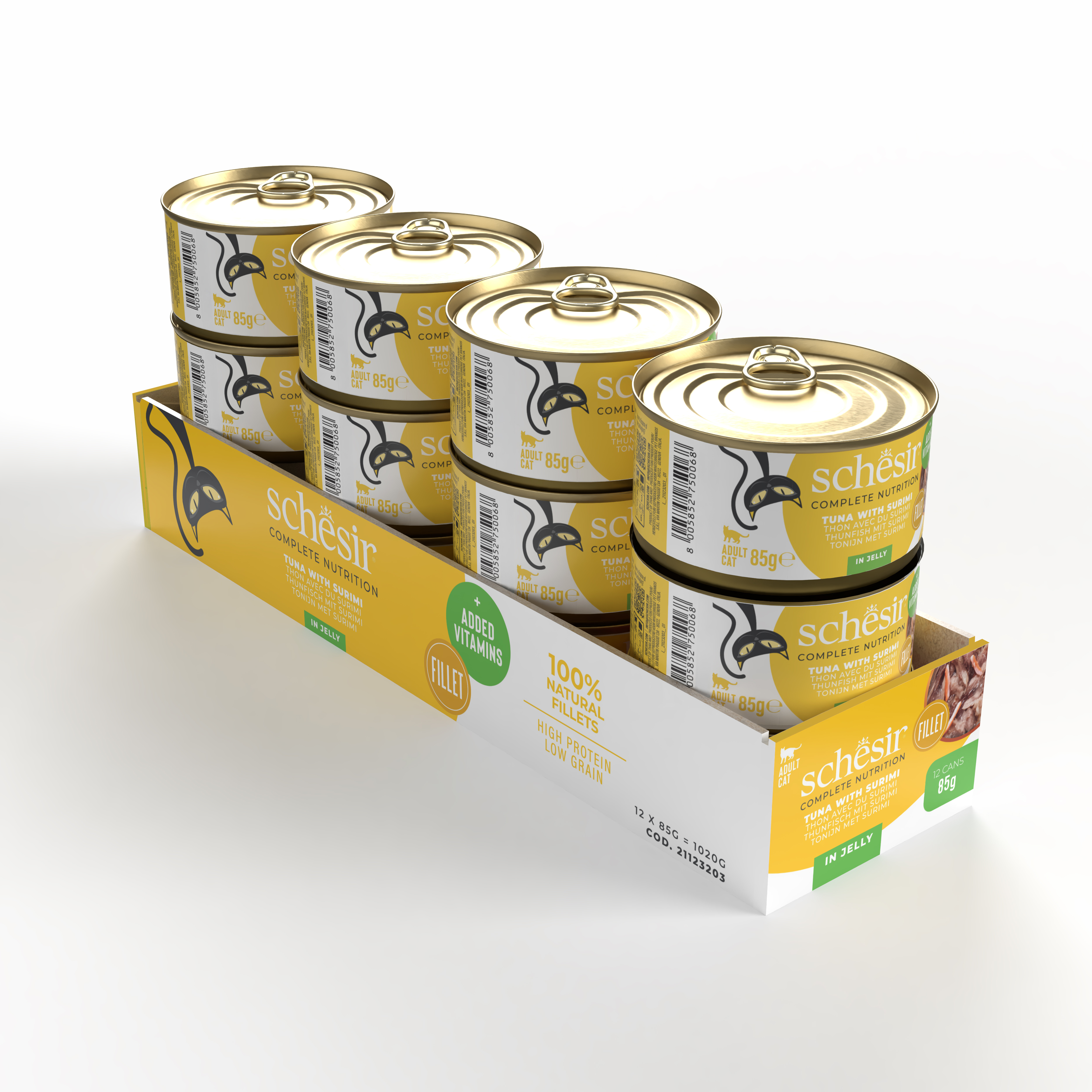 Schesir tonijn met surimi (jelly) natvoer kat (blikjes)