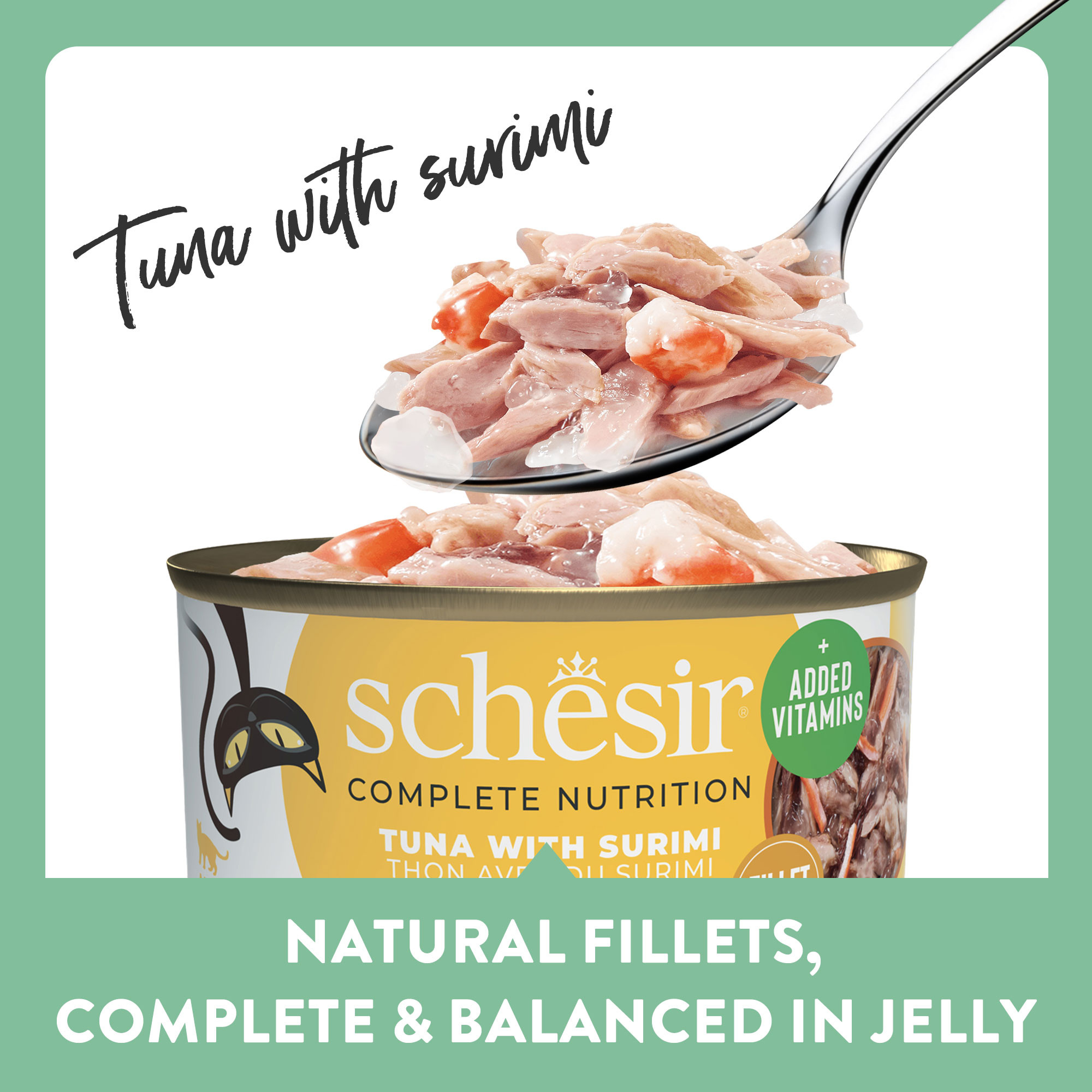 Schesir tonijn met surimi (jelly) natvoer kat (blikjes)