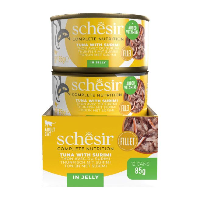 Schesir tonijn met surimi (jelly) natvoer kat (blikjes)
