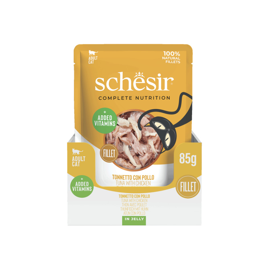 Schesir tonijn met kip (jelly) natvoer kat (zakjes 85 g)