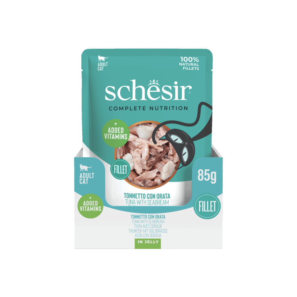 Schesir tonijn met zeebrasem (jelly) natvoer kat (zakjes 85 g)