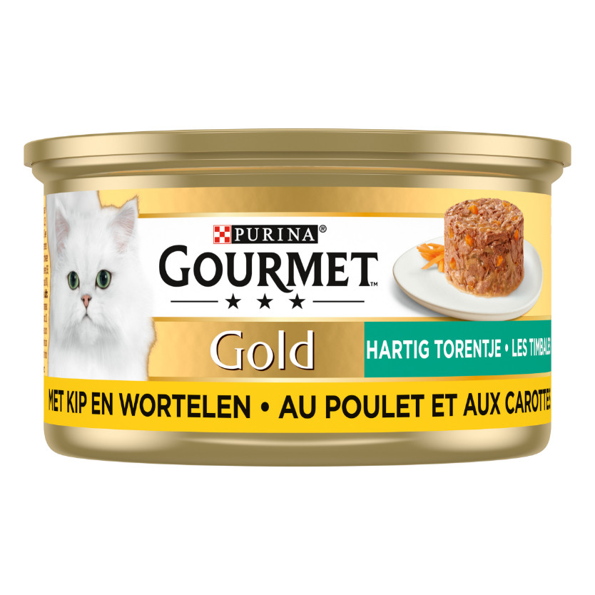 Gourmet Gold Hartig Torentje met kip en wortel natvoer kat (24x85 g)