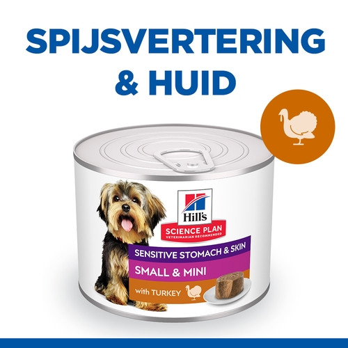 Hill's Adult Sensitive Stomach & Skin Small & Mini nat hondenvoer met kalkoen blik