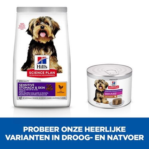 Hill's Adult Sensitive Stomach & Skin Small & Mini nat hondenvoer met kalkoen blik