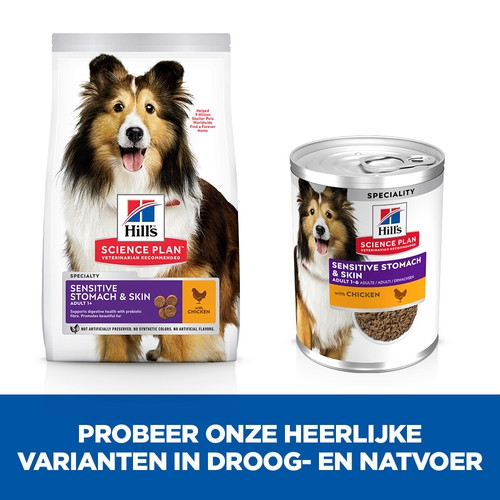 Hill's Adult Sensitive Stomach & Skin nat hondenvoer met kip blik