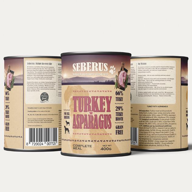 Seberus Turkey w/Asparagus graanvrij natvoer hond