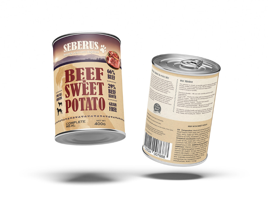 Seberus Beef w/Sweet Potato graanvrij natvoer hond