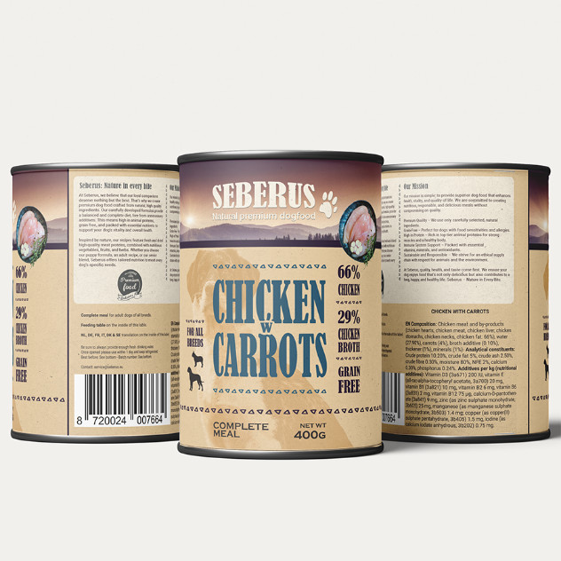Seberus Chicken w/Carrots graanvrij natvoer hond