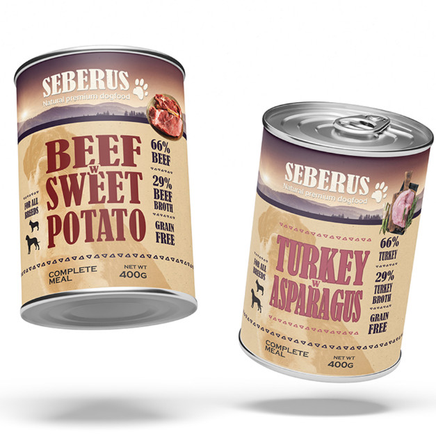 Seberus Beef & Turkey graanvrij natvoer hond - mixtray