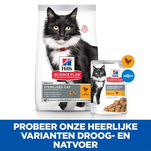 Hill's Mature Adult 7+ Sterilised Cat nat kattenvoer met kip en oceaanvis maaltijdzakje combipack