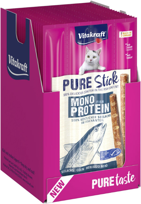 Vitakraft Pure Stick koolvis kattensnack (4 x 5 g)