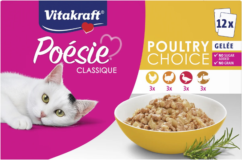 Vitakraft Poésie Classique Poultry Choice in gelei natvoer kat (12 x 85 g)