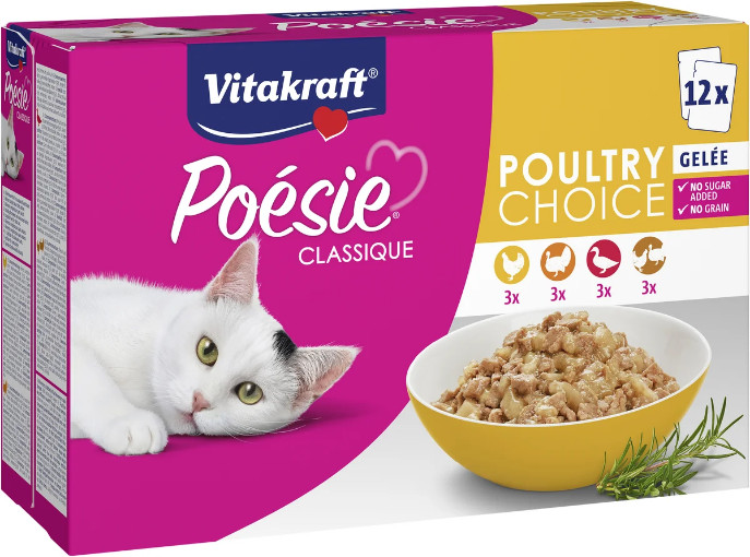 Vitakraft Poésie Classique Poultry Choice in gelei natvoer kat (12 x 85 g)