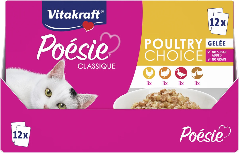 Vitakraft Poésie Classique Poultry Choice in gelei natvoer kat (12 x 85 g)