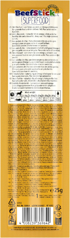 Vitakraft Beefstick Superfood wortel met chiazaad hondensnack  (25 g)