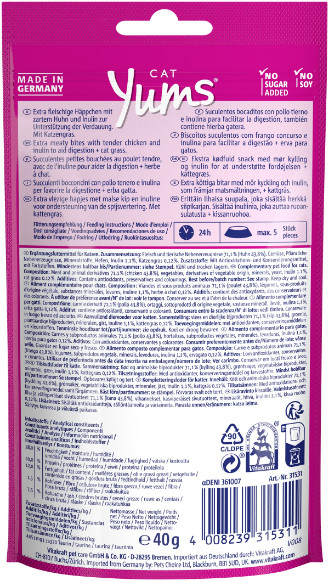 Vitakraft Cat Yums kip met kattengras kattensnack (40 g)