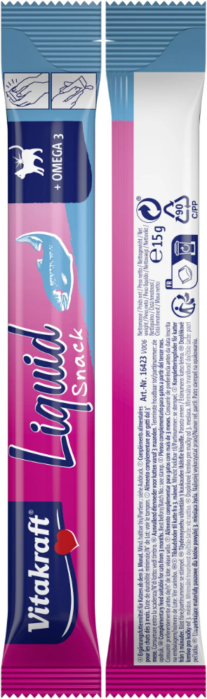 Vitakraft Liquid Snacks met zalm kattensnack (6 x 15g)