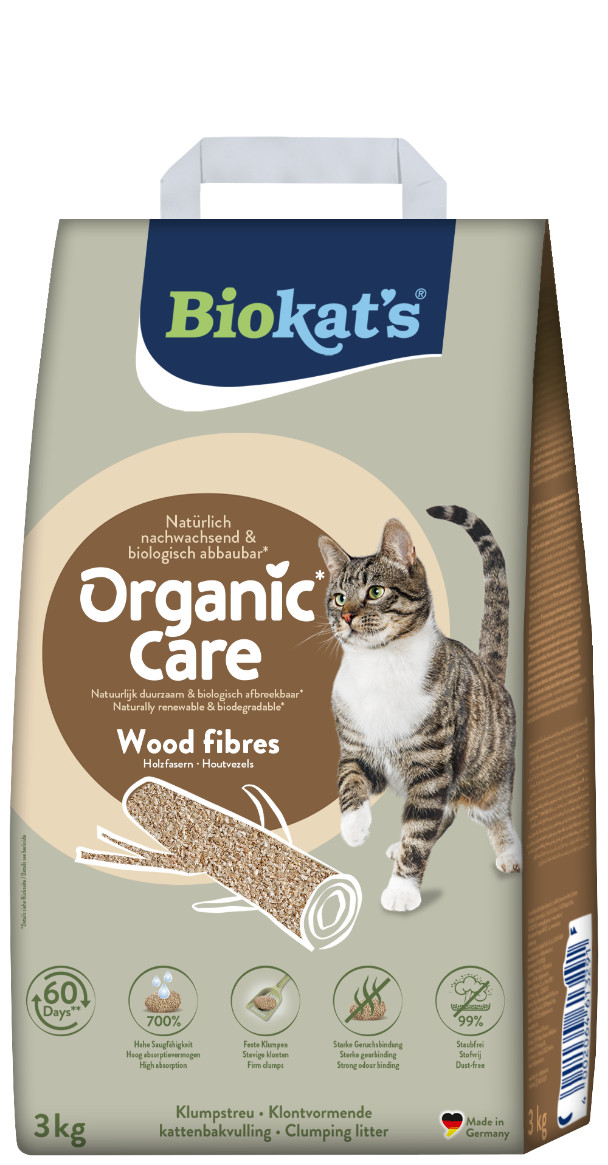 Biokat's Organic Care Wood Fibres kattenbakvulling