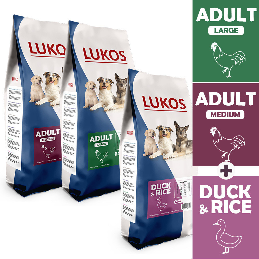 Lukos probeerpakket -met gevogelte en met eend- premium hondenvoer