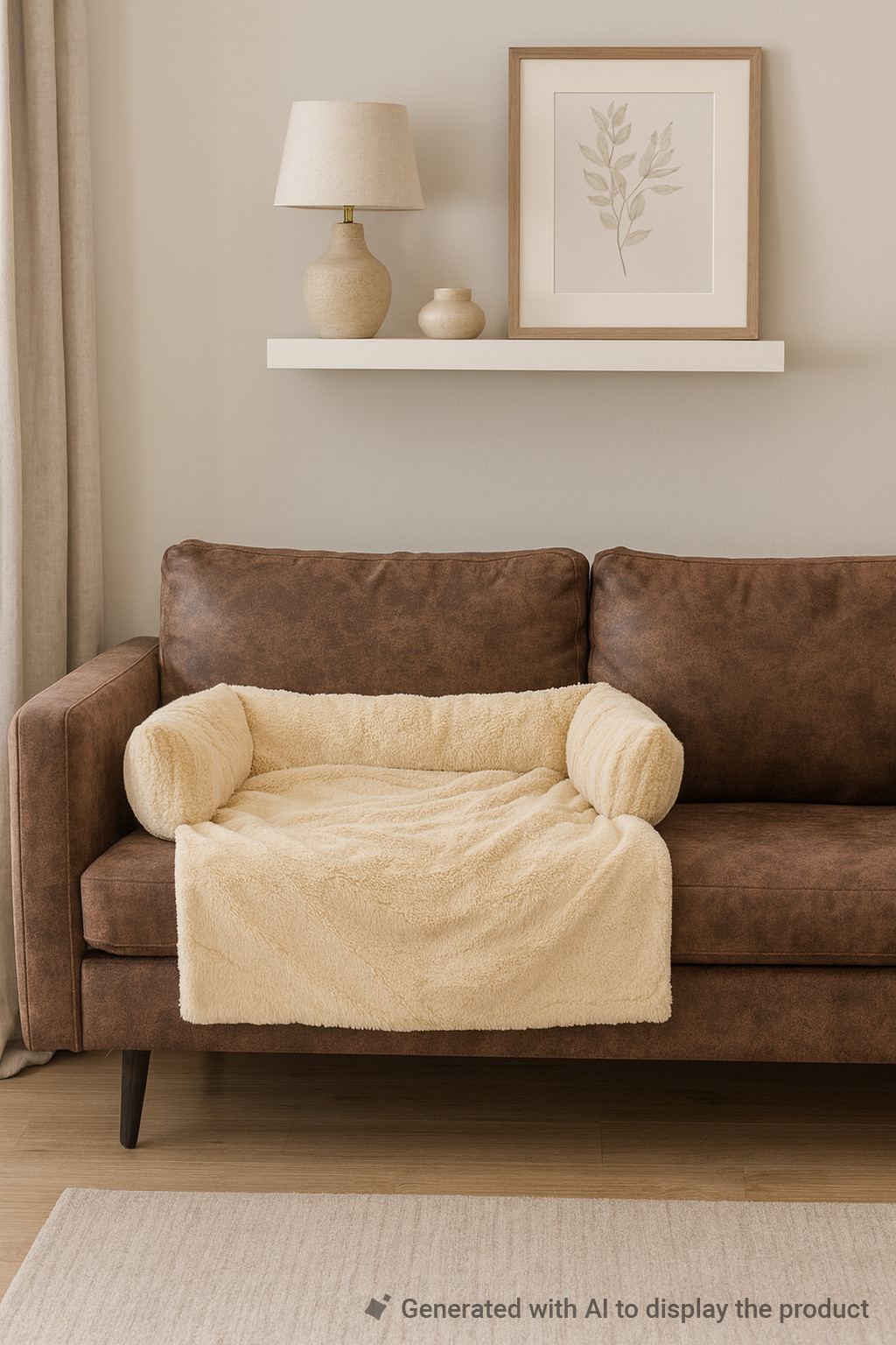 Brekz Berlin fleece bankkussen voor de hond beige