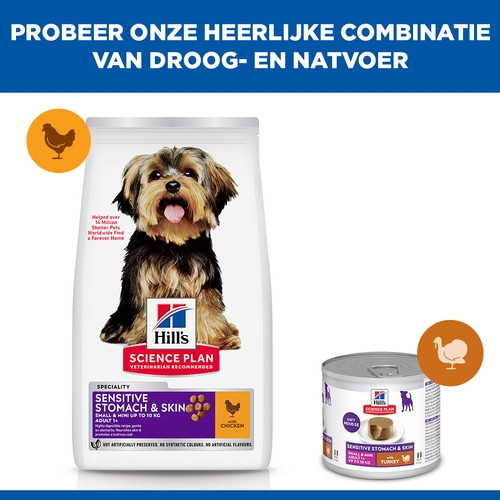 Hill's Adult Sensitive Stomach & Skin Small & Mini met kip hondenvoer