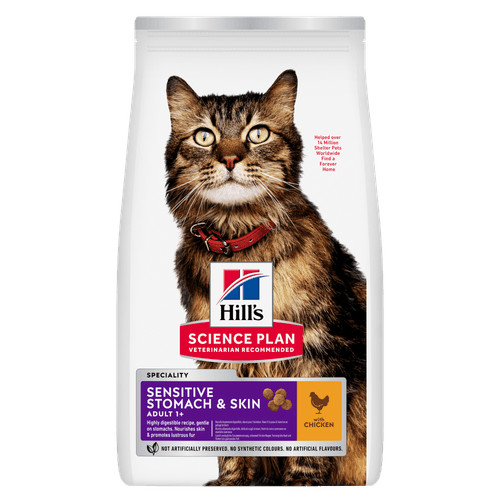 Hill's Adult Sensitive Stomach & Skin met kip kattenvoer