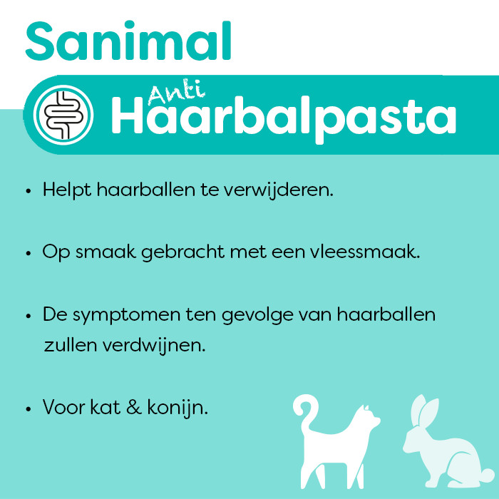 Sanimal anti haarbalpasta voor kat en konijn