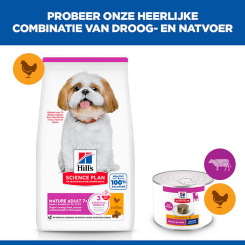 Hill's Mature Adult 7+  Small & Mini mousse met kip natvoer hond