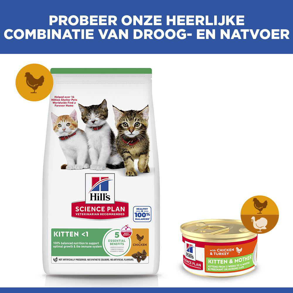 Hill's Kitten & Mother Tender Mousse nat kattenvoer met kip en kalkoen blik