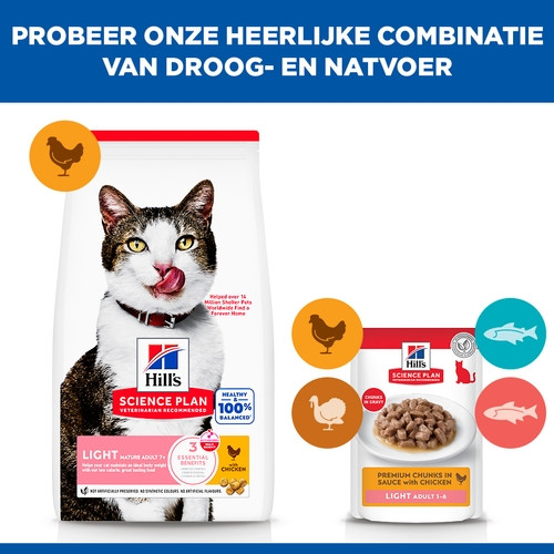 Hill's Mature Adult 7+ Light met kip kattenvoer
