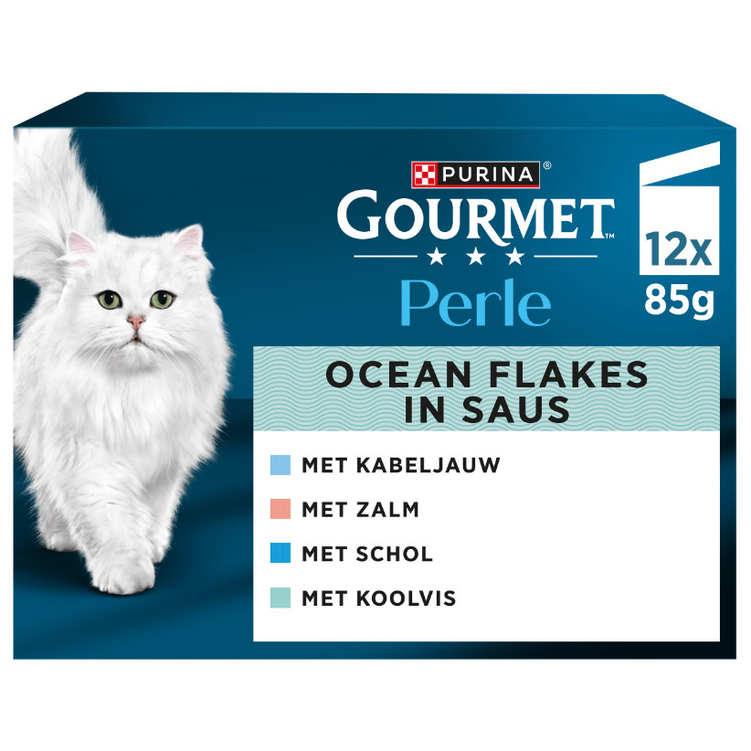 Purina Gourmet Perle Duo met zalm-koolvis, zalm-witvis, zeevis-tonijn of sardine-tonijn natvoer kat (12x85 g)