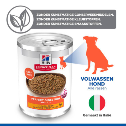 Hill's Adult Perfect Digestion met kip nat hondenvoer 363g blik