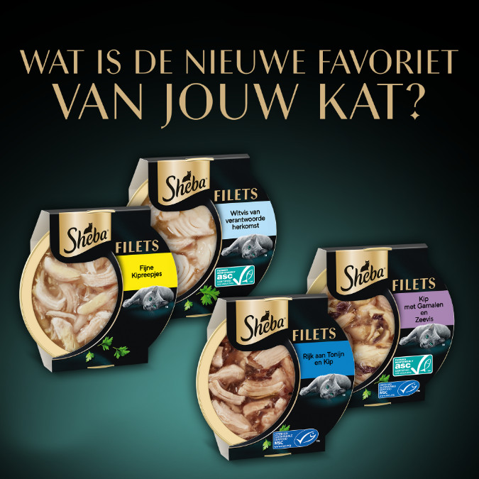 Sheba Filets Selection witvis, kip-tonijn, gevogelte-zalm natvoer kat multipack (kuipjes 60 g)