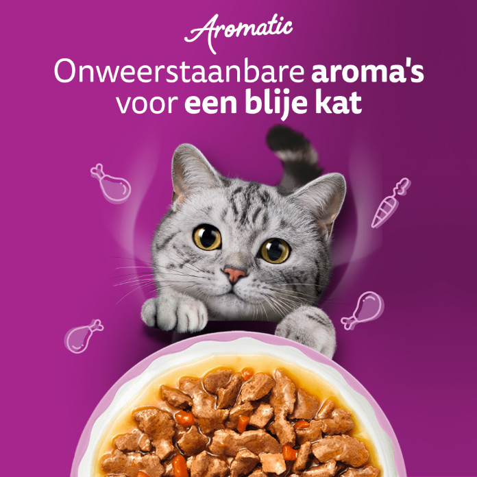 Whiskas 1+ Aromatic Heerlijke Combinaties in saus natvoer kat multipack (zakjes 85 g)