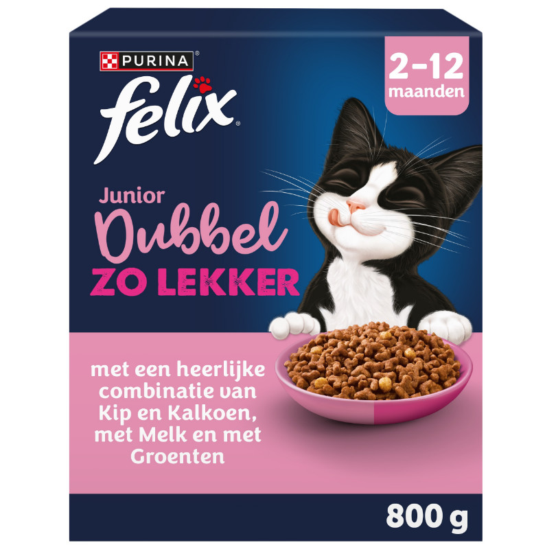 Felix Junior Dubbel Zo Lekker met kip, kalkoen en groenten kattenvoer