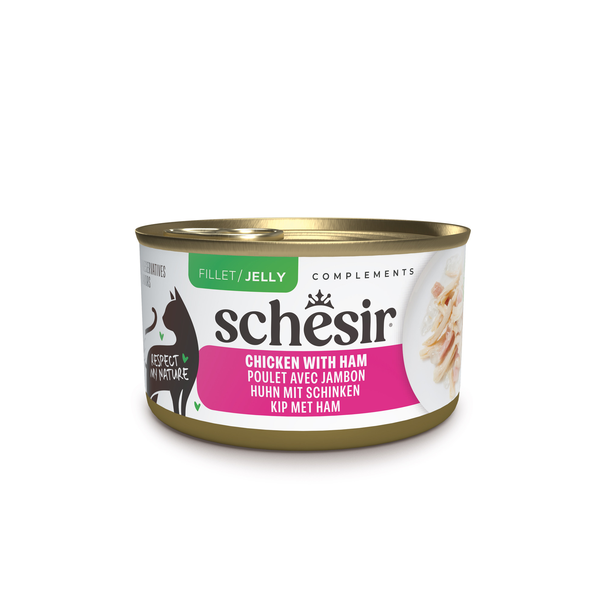 Schesir Complements kip met ham (jelly) natvoer kat (blikjes)