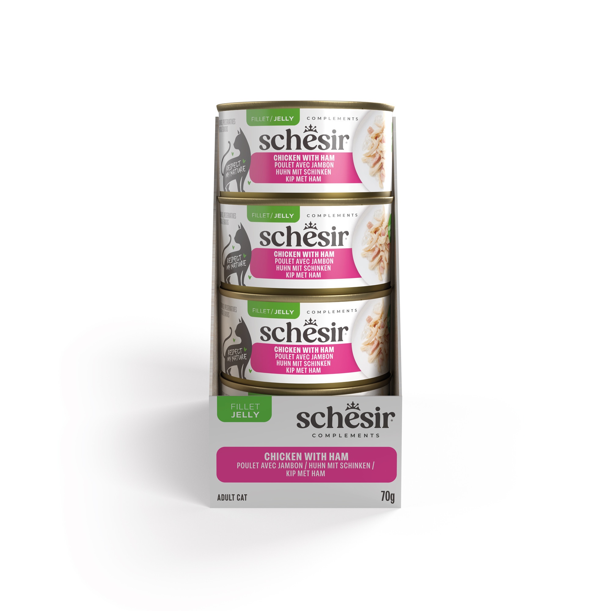 Schesir Complements kip met ham (jelly) natvoer kat (blikjes)