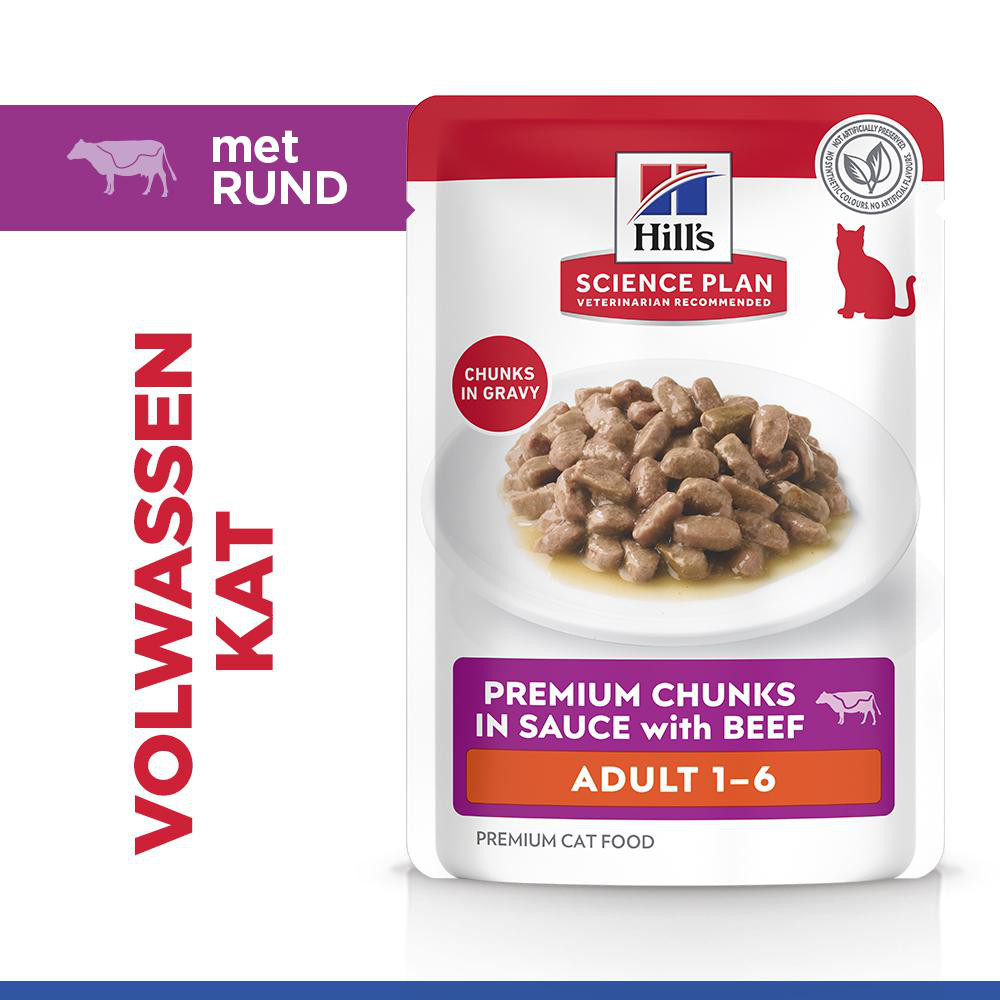 Hill's Adult nat kattenvoer met rund maaltijdzakje multipack