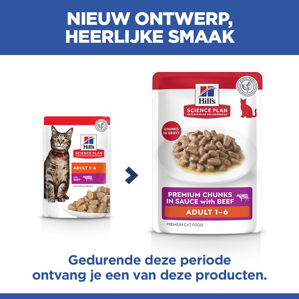 Hill's Adult nat kattenvoer met rund maaltijdzakje multipack