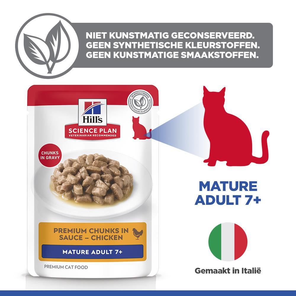 Hill's Mature Adult 7+ nat kattenvoer met kip maaltijdzakje multipack