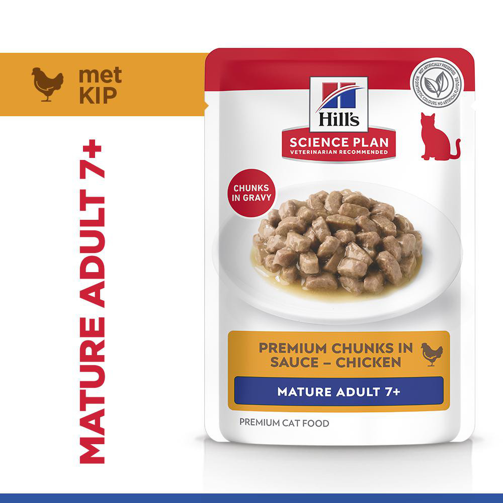 Hill's Mature Adult 7+ nat kattenvoer met kip maaltijdzakje multipack