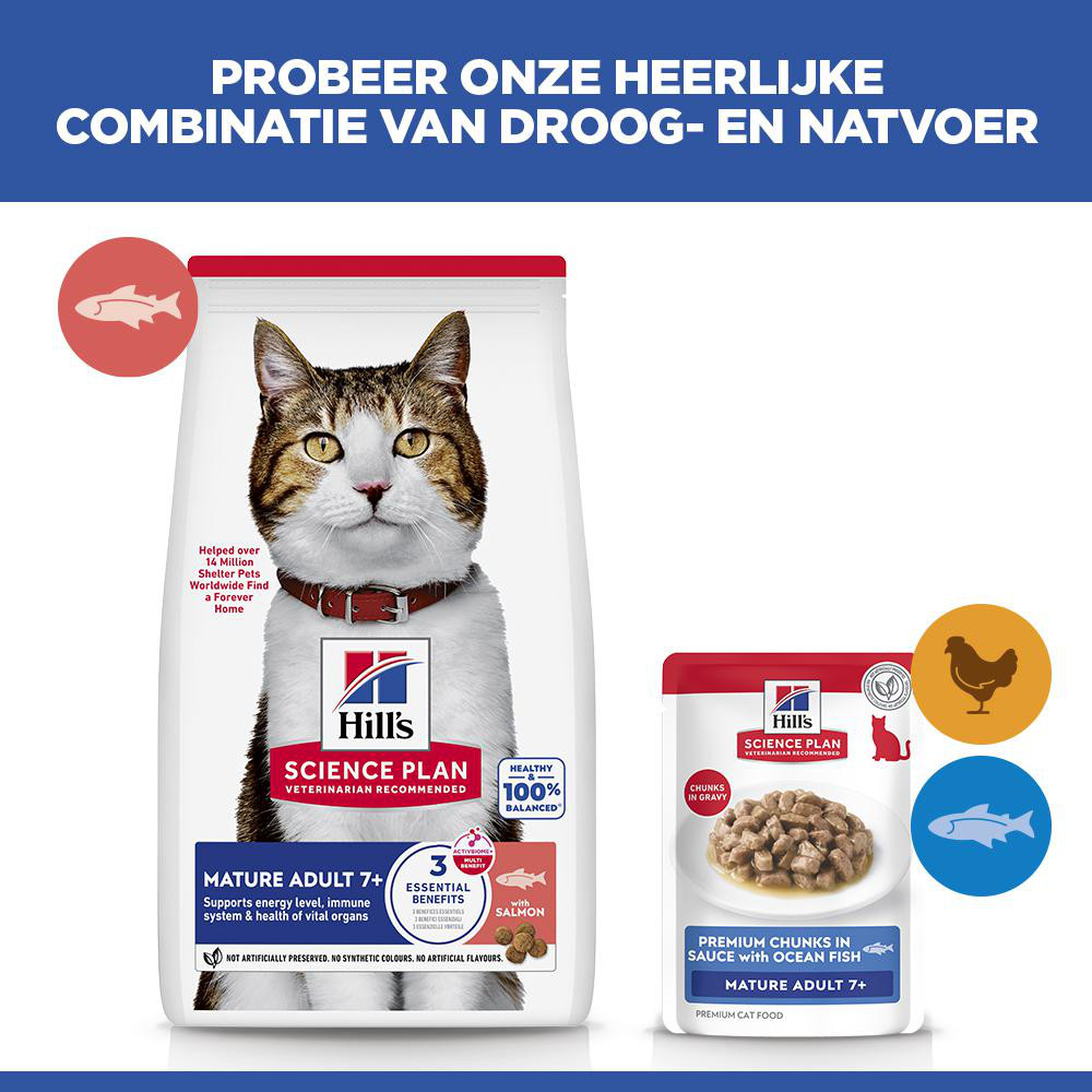 Hill's Mature Adult 7+ nat kattenvoer met zeevis maaltijdzakje multipack