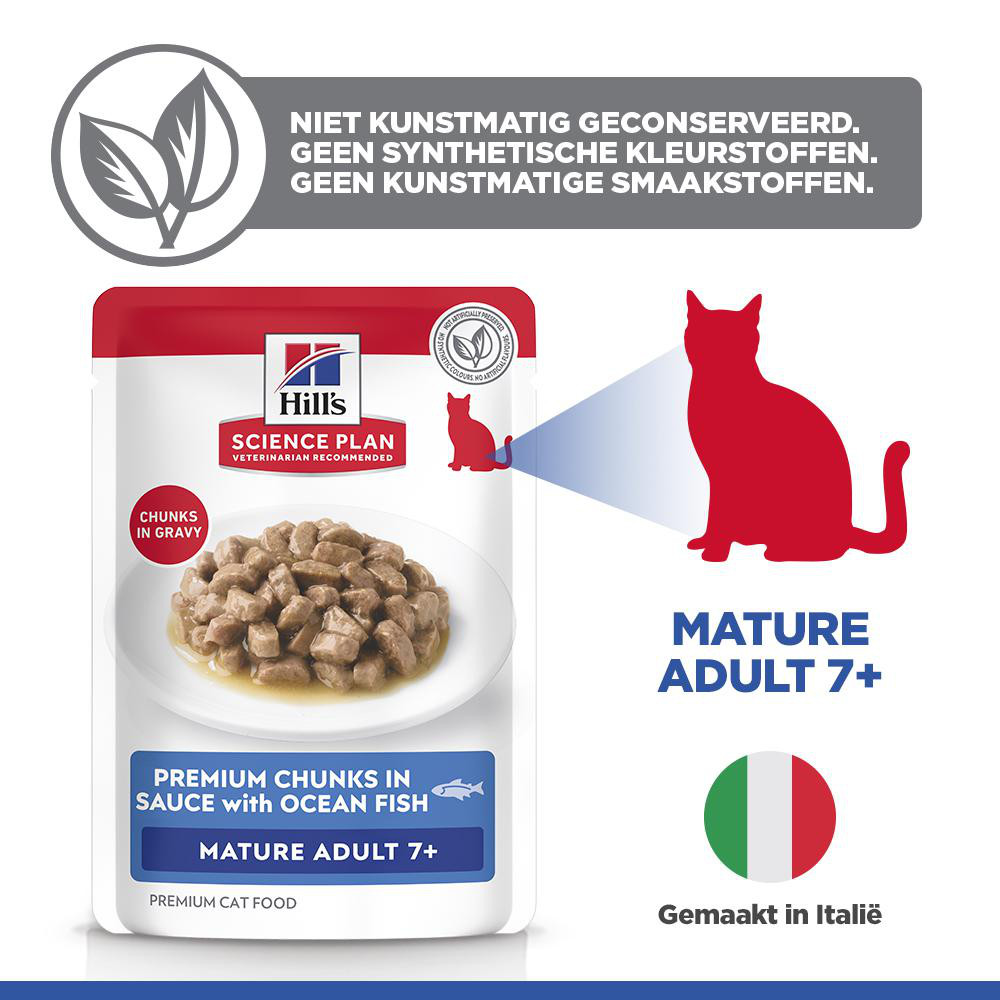 Hill's Mature Adult 7+ nat kattenvoer met zeevis maaltijdzakje multipack