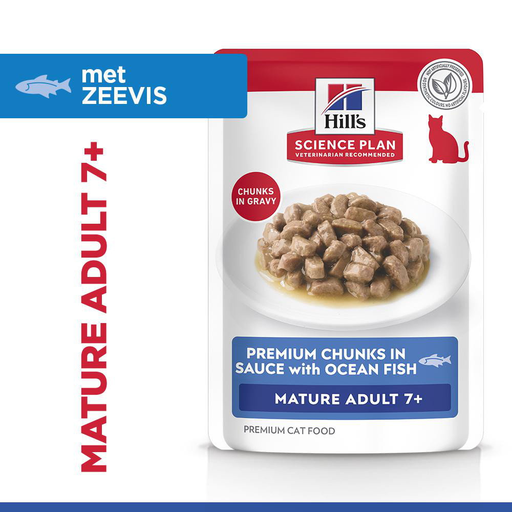 Hill's Mature Adult 7+ nat kattenvoer met zeevis maaltijdzakje multipack