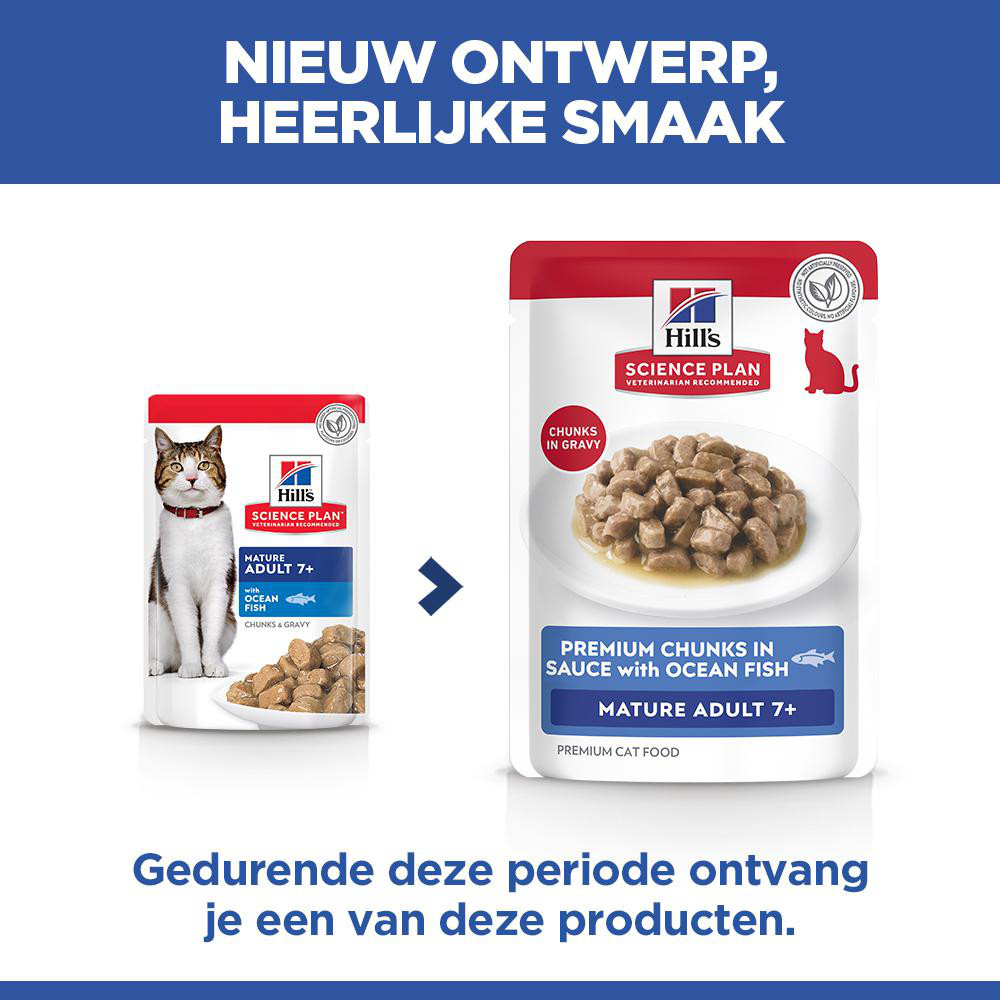Hill's Mature Adult 7+ nat kattenvoer met zeevis maaltijdzakje multipack