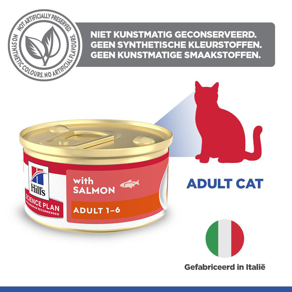 Hill's Adult nat kattenvoer met zalm (mousse) blik