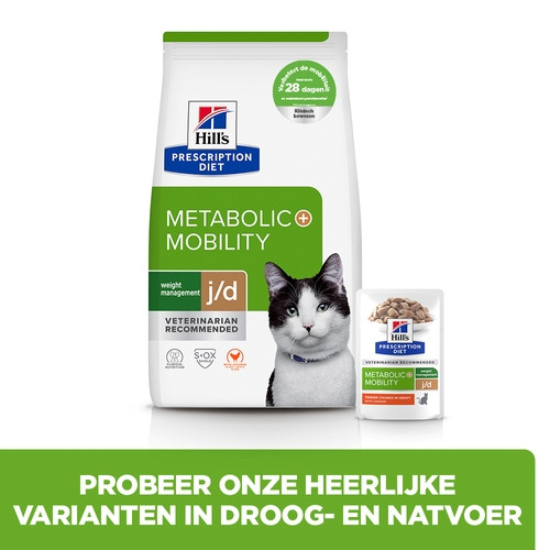 Hill's Prescription Diet J/D Weight Metabolic + Mobility nat kattenvoer met kip maaltijdzakje