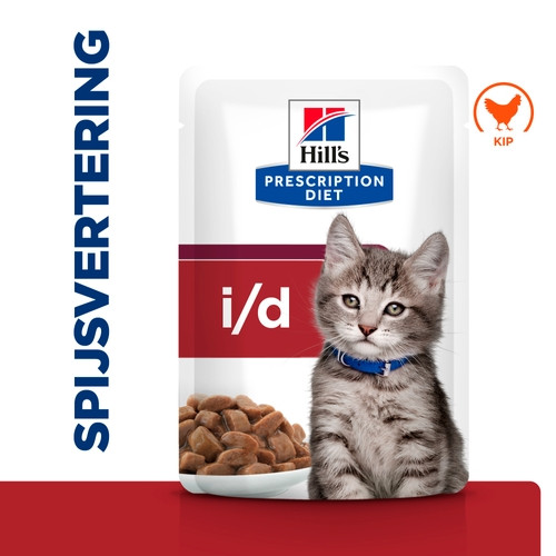 Hill's Prescription Diet Kitten I/D Digestive Care nat kattenvoer met kip maaltijdzakje